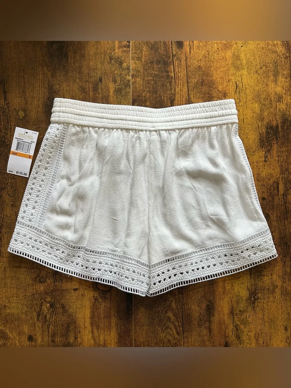 MICHAEL Michael Kors White Crochet-Trim Shorts